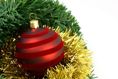 Christmas decorations on white backgroundの写真素材