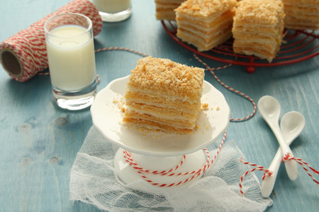 Napoleon cake  â€“ layer cake from  puff pastry with custard cream