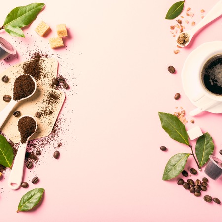 Food background with assorted coffeeの写真素材