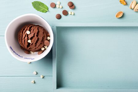 Homemade assorted ice cream in a bowlの写真素材