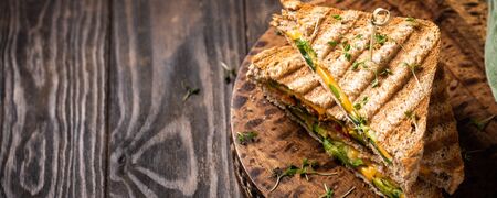 Healthy avocado toasts for lunchの写真素材