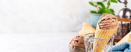 Delicious coffe ice cream for dessertの写真素材