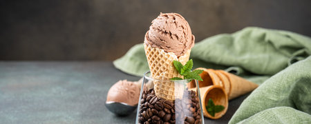 Delicious coffe ice cream for dessert