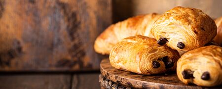 Freshly baked sweet buns puff pastryの写真素材