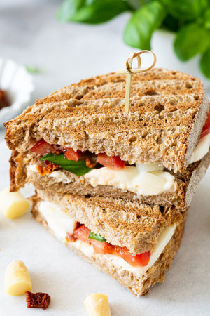 Delicious toast with white asparagus