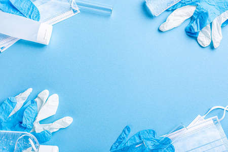 Medical gloves mask and alcohal gel for protecting infection during Coronavirus pandemicの写真素材
