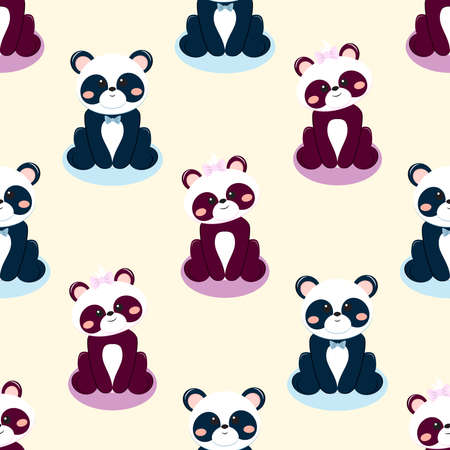 Panda bears baby boy and girl backgroundの写真素材