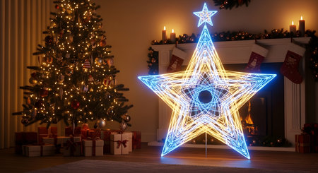 High-quality stock image of minimalist geometric christmas tree, festive and creative Christmas theme, perfect for holiday projects, marketing, and seasonal designs.の素材