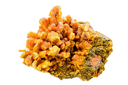 A rich yellow orpiment mineral sample isolated on white