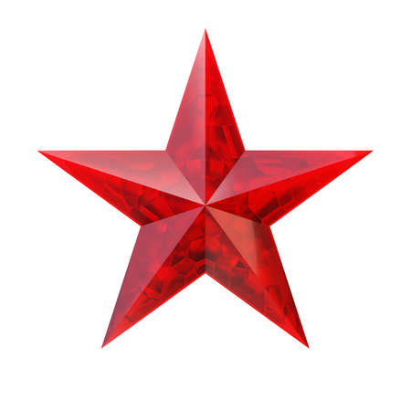 Shiny Red Ruby Star on White Backgroundの写真素材