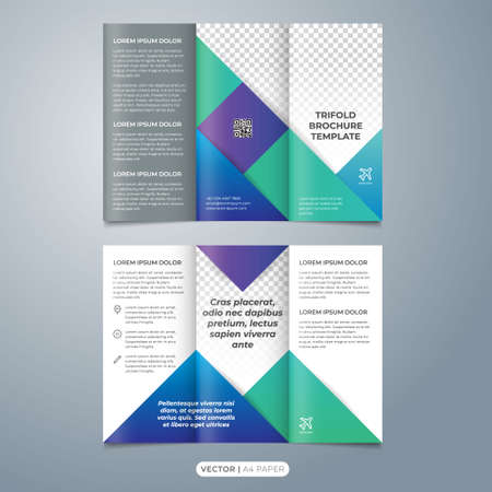 Modern tri fold brochure design template, multipurpose flyer layout with a4 paper sizeのイラスト素材