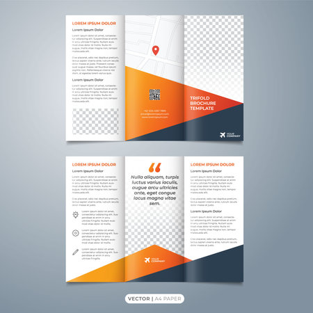 brochure template, tri fold flyer design vector in a4 paper size. multipurpose leaflet layoutのイラスト素材