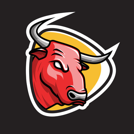bull head mascot vector, e-sport team illustrationのイラスト素材