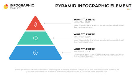 Pyramid digram with 3 list, infographic element, presentation layout templateのイラスト素材