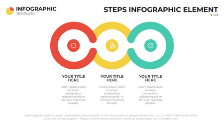 3 options or list diagram with circular design, infographic element, presentation layout templateのイラスト素材