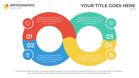 4 infinite processes or steps diagram infographic element tempalte vector, can be used for banner, presentation slide, website, etcのイラスト素材