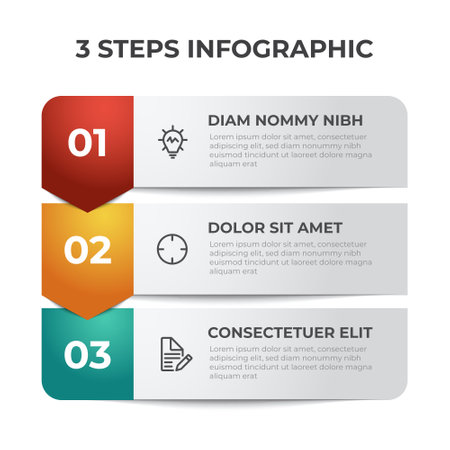 3 points of steps, list diagram layout with number, infographic element template vectorのイラスト素材