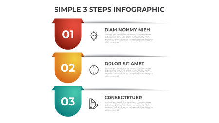 Colorful 3 points of steps diagram with simple design, infographic template vector.のイラスト素材