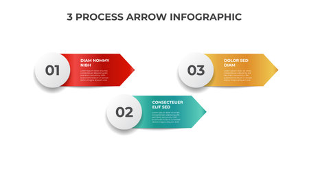 3 points of process arrow, list diagram for presentation, infographic element template vectorのイラスト素材