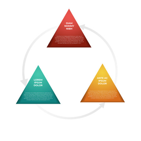 3 step, triangle process in loop, infographic element template vectorのイラスト素材