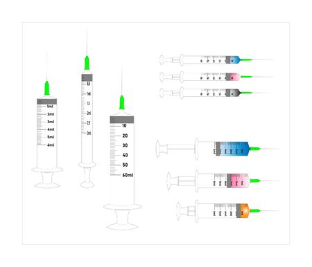 Vector objects, medical syringe for health industry (The units of measurement on it are for visual purpose. It is not suitable for actual measurement and is not recommended for use.)のイラスト素材