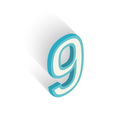 Number nine on white background. Isometric icon. Vector illustrationのイラスト素材