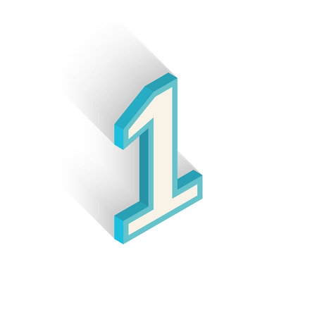 Number one on white background. Isometric icon. Vector illustrationのイラスト素材