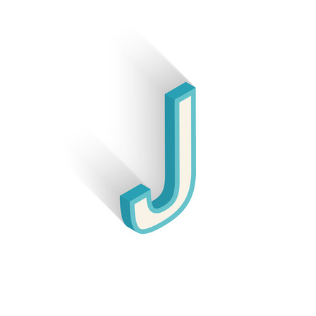 Blue icon isometric letter J with a shadow on a white background. Vector Illustrationのイラスト素材