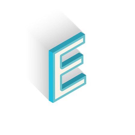 Blue icon isometric letter E with a shadow on a white background. Vector Illustrationのイラスト素材