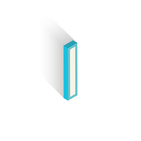 Blue icon isometric letter I with a shadow on a white background. Vector Illustrationのイラスト素材