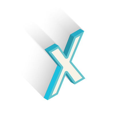 Blue icon isometric letter X with a shadow on a white background. Vector Illustrationのイラスト素材