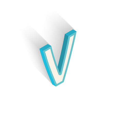 Blue icon isometric letter V with a shadow on a white background. Vector Illustrationのイラスト素材