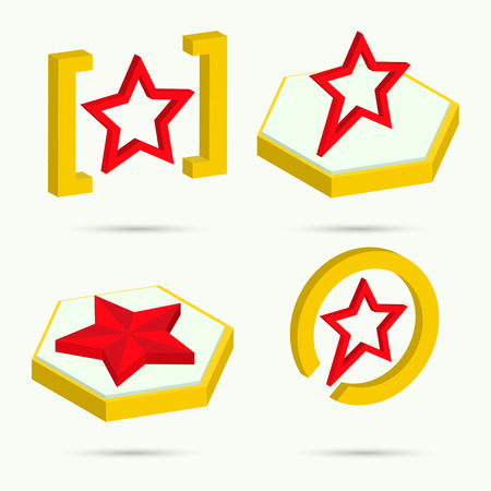 Isometric icons Collection of four icons star. のイラスト素材