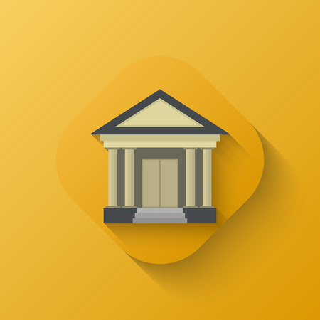 Court house icon. Yellow. Flat. Shadow. Vector illustration for your designのイラスト素材