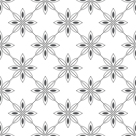 Seamless pattern. Classical geometrical texture with flowers and dotted lineのイラスト素材
