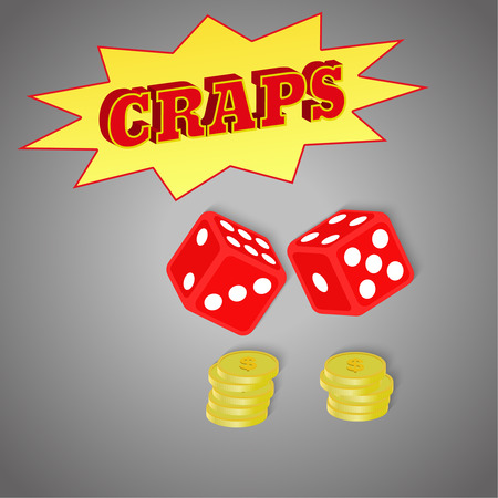 Dices and coins on gray backgroundのイラスト素材
