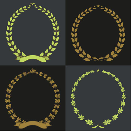 Collection of four laurel wreaths with a place for the textのイラスト素材