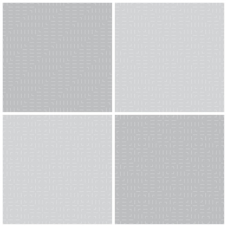 Seamless pattern. Collection of four simple linear textures. Dashed line. Monochrome. Repeating thin lines. Backdrop. Web. Vector element of graphic designのイラスト素材