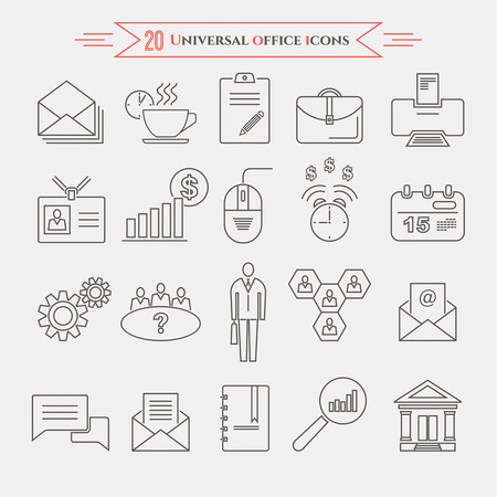 Set of universal office and organizational icons. Thin line style. Vector element of graphic designのイラスト素材