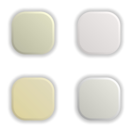 Empty square 3d buttons with shadow for multimedia, website elements or apps. Vector element of graphic designのイラスト素材
