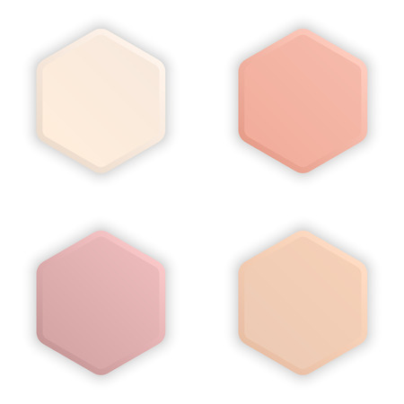 Empty hexagonal 3d buttons with shadow for multimedia, website elements or apps. Vector element of graphic designのイラスト素材
