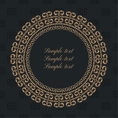 Round ornate frame with place for text. Stylish invitation card. Elegant greeting card. Vector element of graphic designのイラスト素材