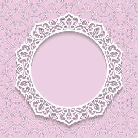 Round ornate frame with place for text. Stylish invitation card. Elegant greeting card. Vector element of graphic designのイラスト素材