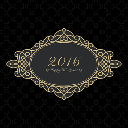 New Year's ornate frame with place for text. Stylish invitation card. Elegant greeting card. Vector element of graphic designのイラスト素材