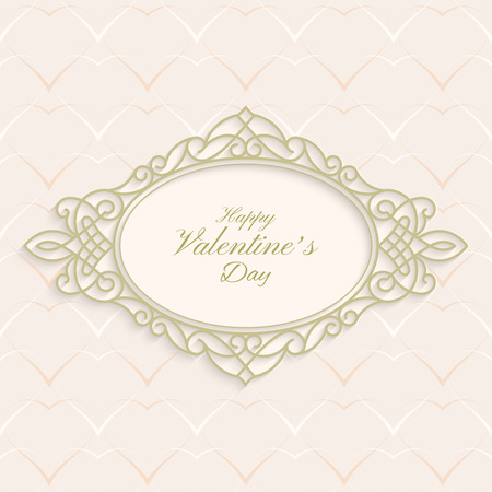 Decorative Valentine's frame with place for text. Stylish invitation card. Elegant greeting card. Valentine's day abstract backgroundのイラスト素材