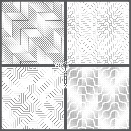 Set of seamless patterns. Modern stylish textures with regularly repeating geometrical polygonal shapes, rhombus, square, lines. Vector element of graphic designのイラスト素材
