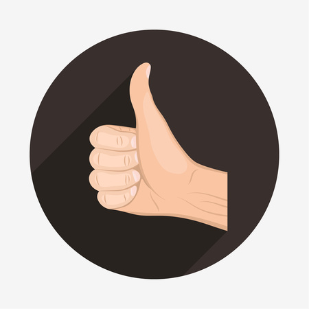 Realistic hand with thumbs up icon with long shadow.のイラスト素材