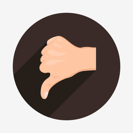 Realistic hand with thumbs down icon with long shadow.のイラスト素材