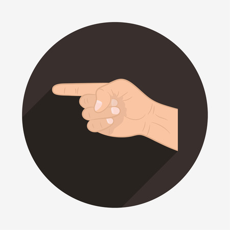 Realistic hand with pointing finger icon with long shadow. Navigation, direction, follow sign.  Flat design for social networks, web sites, apps.のイラスト素材