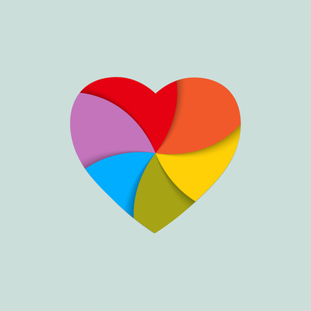 The heart painted in color of a rainbow. Symbol of a peace movement and freedom. Vector illustration.のイラスト素材
